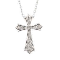 Sterling Silver 1/5ct TDW Diamond Vintage Cross Necklace