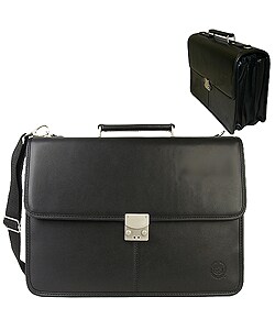 Cadillac Triple Gusset Leather Computer Briefcase