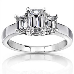 14k White Gold 1 1/4ct TDW Emerald-cut Diamond Engagement Ring (H-I, SI1-SI2)