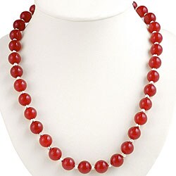 Handmade Silver Indian Red Ruby Quartz Necklace