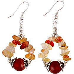 Silver-accented Red Fire Carnelian Earrings