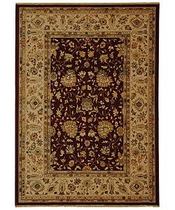 Kashan Red and Ivory Wool Rug (5'3 x 7'7)