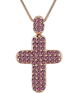 Goldplated Silver Rhodolite Cross Pendant Necklace