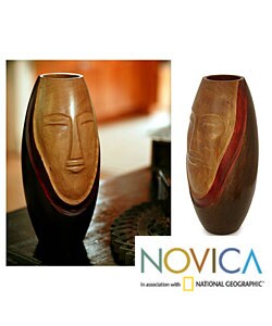 'Peaceful Meditation' Wood Vase (Thailand)