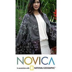'Flyaway Leaves' Silk and Cotton Shawl (Thailand)