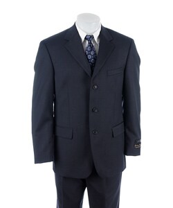 Andrew Fezza Men's Navy Pinstripe 3-Button Suit