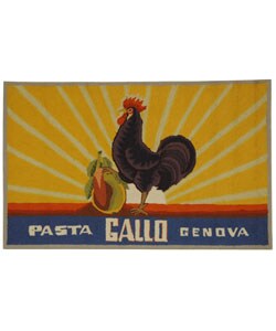 Vintage Poster Blue Wool Rug (2'6 x 4')