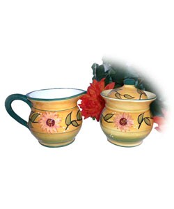 Sunflower Garden Hand-painted Sugar and Creamer Set
