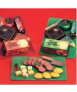 Red Acrylic Cutting Board and Gourmet Snack Food Set