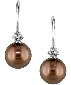 Cultured Tahitian Pearl and 1/4ct Diamond Earrings (10-11mm)