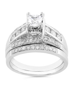 14k White Gold 1ct Diamond Bridal Rings Set (HI, I1-I2)