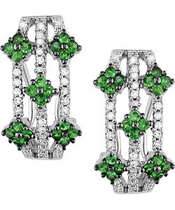 14k White Gold 1/4ct Diamond Tsavorite Earrings