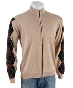Jed Men's Full Zip Cardigan With Argyle Sleeves