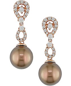 Cultured Tahitian Pearl 1/2ct Diamond Earrings (9-10mm)