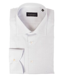 Canali Long-sleeved Light Blue & White Dress Shirt