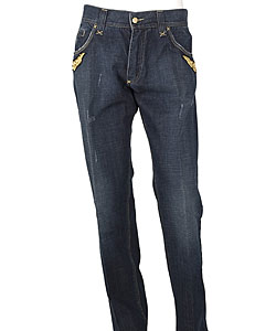 Dolce & Gabanna Cotton Gold Embroidery Jeans