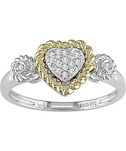 14k Two-tone Gold 1/10ct TDW Diamond Heart Ring (HIJ, I1-2)