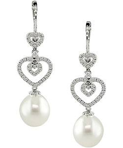 Cultured South Sea Pearl 1ct Diamond Drop Earrings (12-13mm)