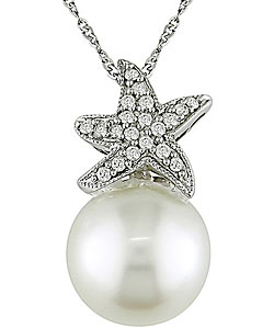 Cultured South Sea Pearl Diamond Starfish Necklace
