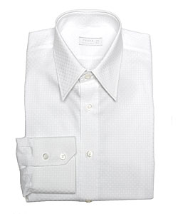 Prada Men's White Square-design Long Sleeve Shirt