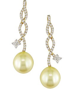 Cultured South Sea Pearl 5/8ct Diamond Earrings (10-11mm)