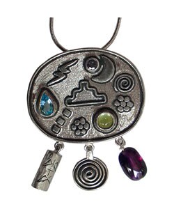 Decorative Gemstone Silver Pin Pendant (Israel)