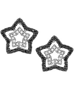14k Gold 1/4ct Black/ White Diamond Star Earrings