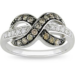 14k Gold Brown/ White 3/8ct TDW Diamond Ring