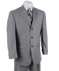 Sean John Men's Light Grey Stripe 3-button Wool Suit