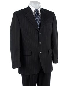 Izod Men's Navy Pinstripe 3-button Wool Suit