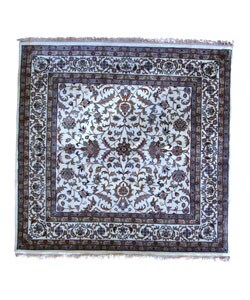 Indo-Tabriz Ivory Hand-knotted Rug (6'6 x 6'6)