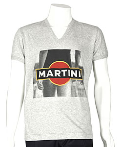 D&G Grey V-neck Martini Logo & Naked Girl T-shirt