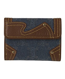 Celine Blue Fabric Logo French Wallet