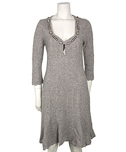 Blumarine Embellished Grey Cashmere Dress