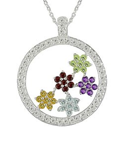 Sterling Silver Multi-gemstone Circle Necklace (Case of 3)