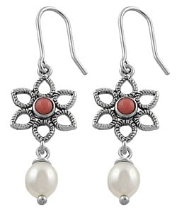 Pink Coral Cultured Freshwater Pearl Earrings