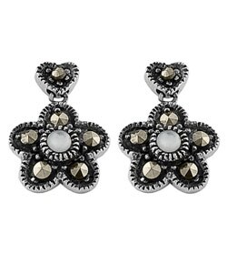 Sterling Silver Mother of Pearl Floral Earrings