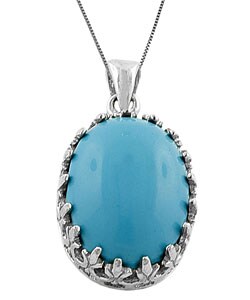 Sterling Silver Turquoise Oval Necklace