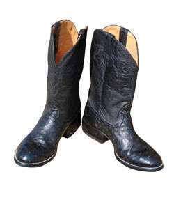 Jurassic Men's Black Ostrich Cowboy Boots