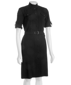 Tahari 3/4-sleeve Matte Crepe Belted Dress