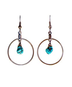 Southwestern Turquoise Dangling Loop Earrings (USA)