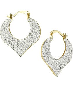 10k Yellow Gold Crystal Swirl Heart Earrings