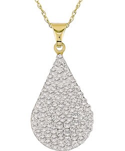 10k Yellow Gold White Crystal Teardrop Necklace (Case of 6)