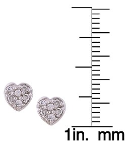 Sterling Silver and CZ Tween Heart Stud Earrings
