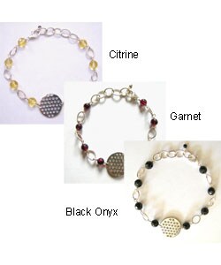 Silver Disk and Semiprecious Stones Bracelet (Dominican Republic)