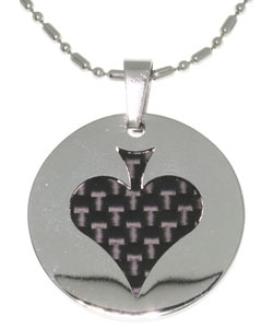 Stainless Steel with Carbon Fiber Spade Necklace