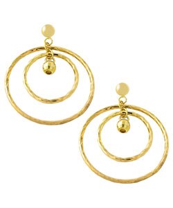 14k Yellow Gold Saturn Dangle Earrings