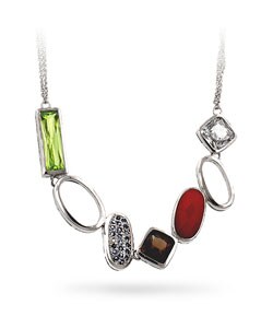 Silvertone Multicolored Cubic Zirconia Necklace