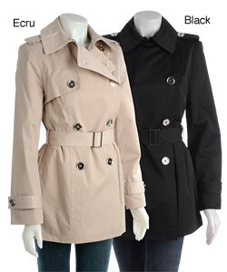 Anne Klein Short Double-breasted Trench Coat