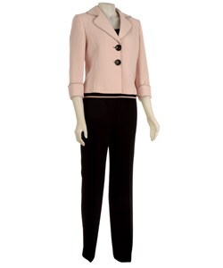 Tahari ASL Women's Pink/ Black 3-piece Pant Suit